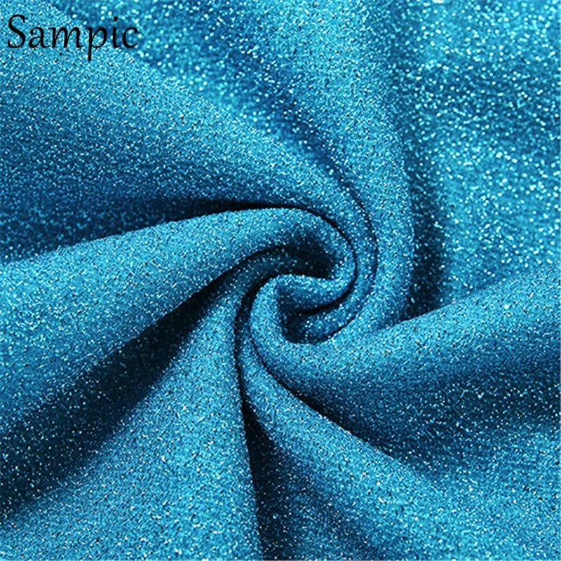 Sampic, сексуальное женское Клубное платье для ночного клуба, vestidos, блестящие, с длинным рукавом, вечерние, облегающее платье, короткое, модное, с блестками, с открытыми плечами