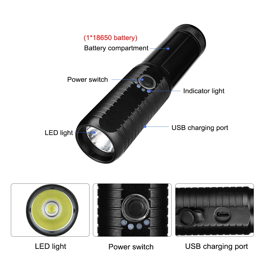 8000лм светодиодный светильник-вспышка супер яркий XHP 50 светильник для осмотра жизни водонепроницаемый ручной фонарь Пять ярких режимов с кнопкой