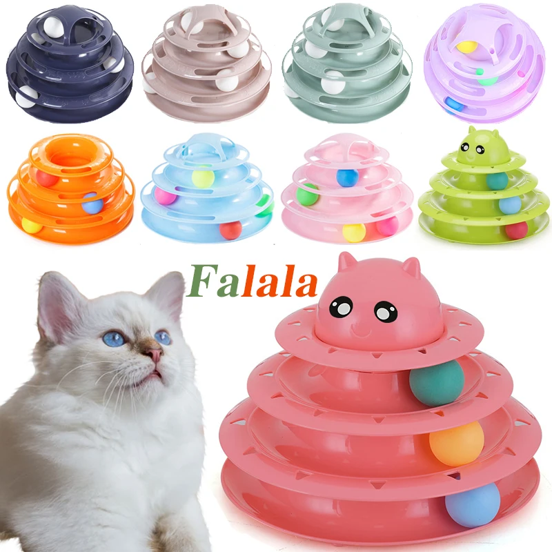 3/4 Levels Pet Cat Toy Training Amusement Plate Kitten Tower Tracks Disc Intelligence Triple Tumbler Ball Interactive | Дом и сад