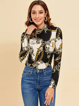 

Mockneck Top Chain Print Full Sleeve