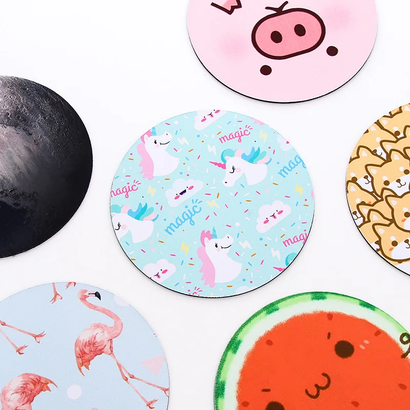 Retro Round Mouse Pad Sky Moon Phase Pattern Mouse Mat Environmentally Friendly Odorless Rubber Pad for Office Laptop PC