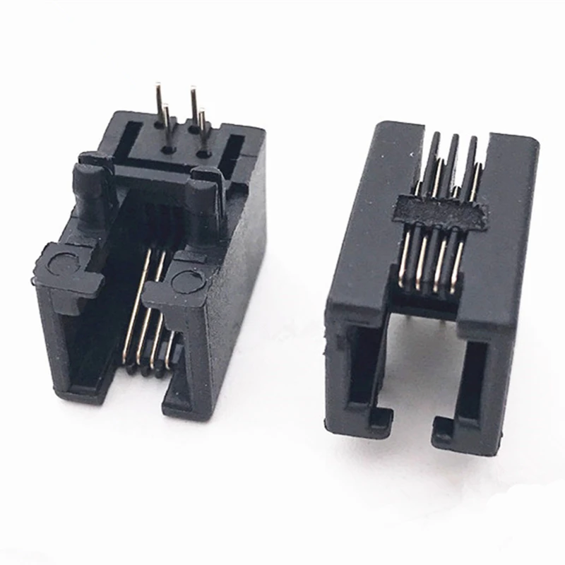 

RJ11 4P4 95001-4P4C Desk phone jack socket wire connector RJ10 Black