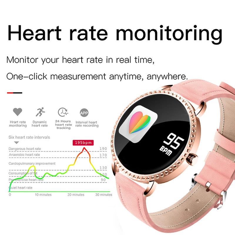 LIGE New Diamond Surround Smart Watch Women Men Watch Heart Rate Information Reminder Waterproof Full Touch Screen smartwatch