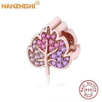 

Wholesale Price Sparkling Pave Leaf Charm 925 Sterling Silver Jewelry Charm Bracelets Fashion Female DIY Beads For Women