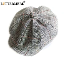 BUTTERMERE шапка Newsboy унисекс для мужчин и женщин, шерстяная восьмиугольная кепка, винтажная клетчатая кепка для мужчин и женщин, берет на осень и зиму, плоская кепка