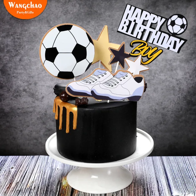 US $8.62 1set Soccer Sports Basketball Theme Happy Birthday Cake Topper Boys Birthday Cake Decoration Cupcak