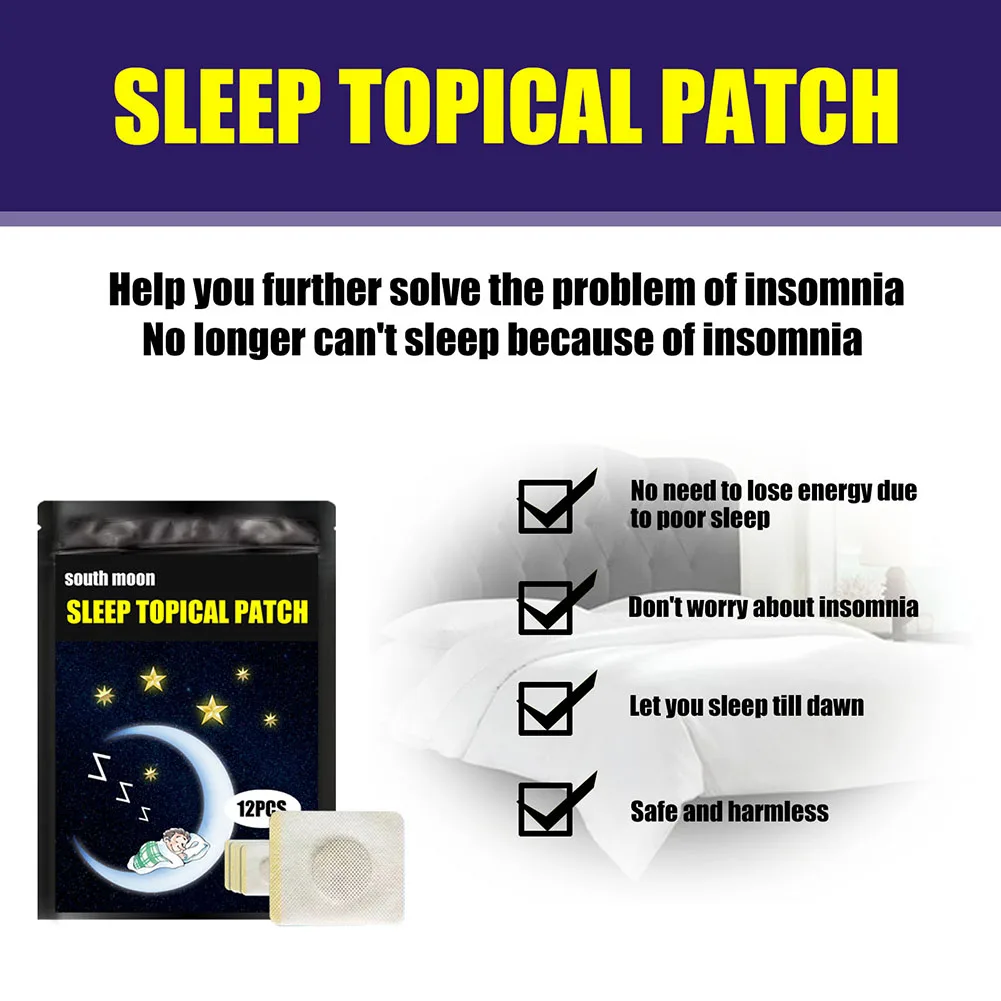 12pcs/pack Promote Sleep Patches Natural Herbal Medical Sleep Stickers Relieving Stress Anxiety for Men Women Body Care Products 3
