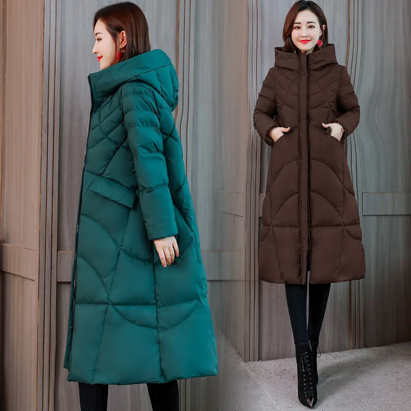 

Solid Color Simple 2019 Winter Casual Fashion Comfortable Long Sleeve Mid-length Pocket Zipper Cotton-padded Clothes
