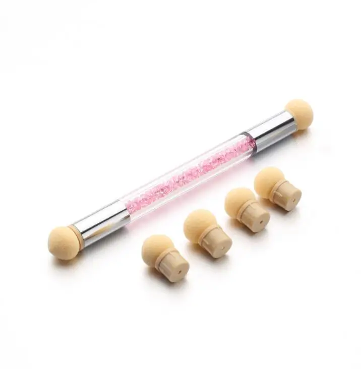 baby boomer sponge Gradient Brush With 4 Replace Sponge Heads Glitter Powder Dotting Gradient Pen Sponge Nail Art 2
