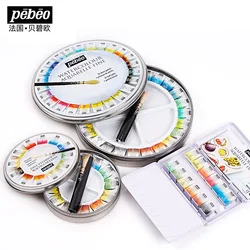 Pebeo Artist 24/12 Colors Portable Travel Solid Watercolor Paints Set With Water Color Brush Pen For Paint Art Drawing Supplies
