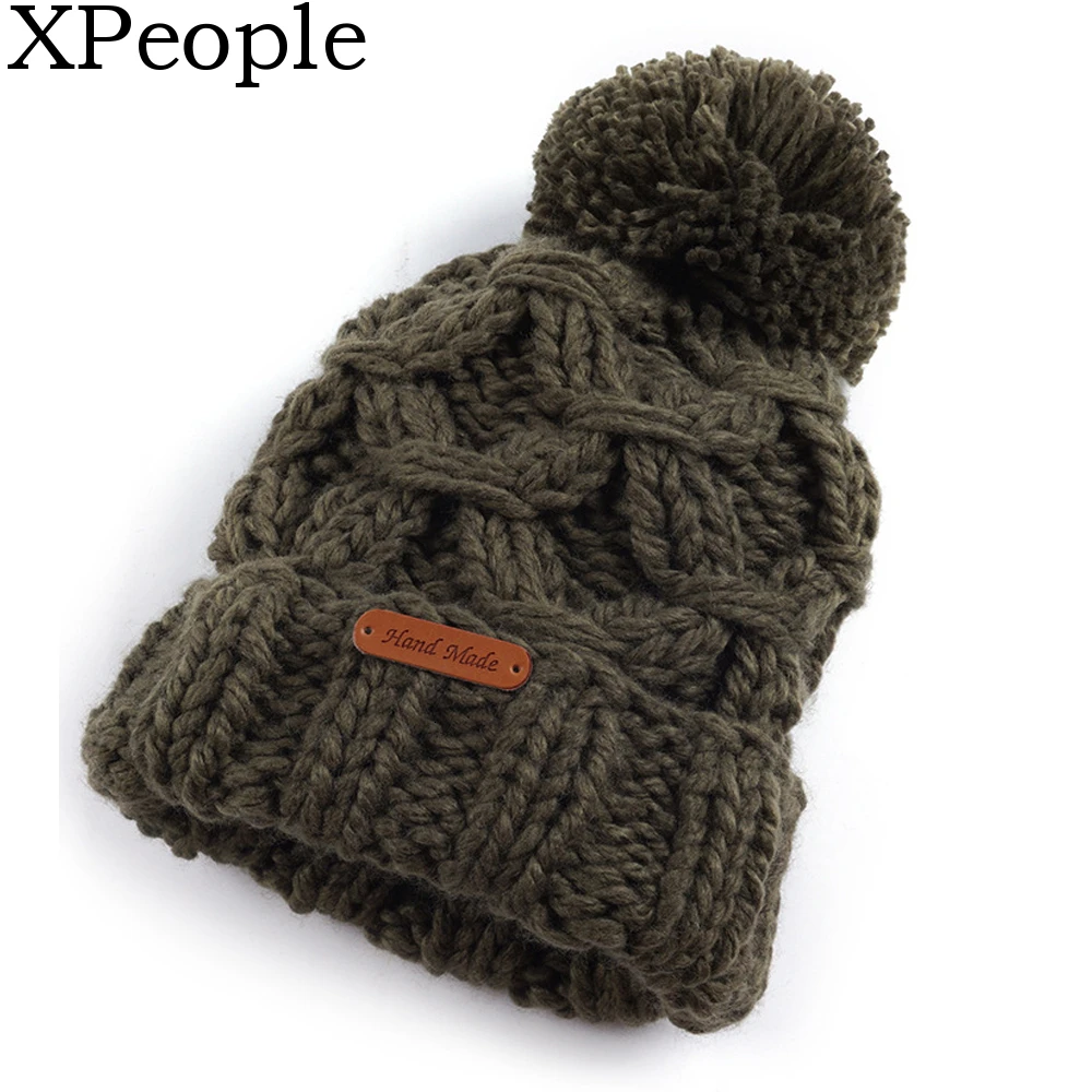 XPeople ручная шапочка, сохраняющая тепло, стильная Толстая мягкая не сужающаяся книзу трикотажная шапочка из толстой пряжи, зимние шапки, мягкая зимняя Лыжная шапка для девочек