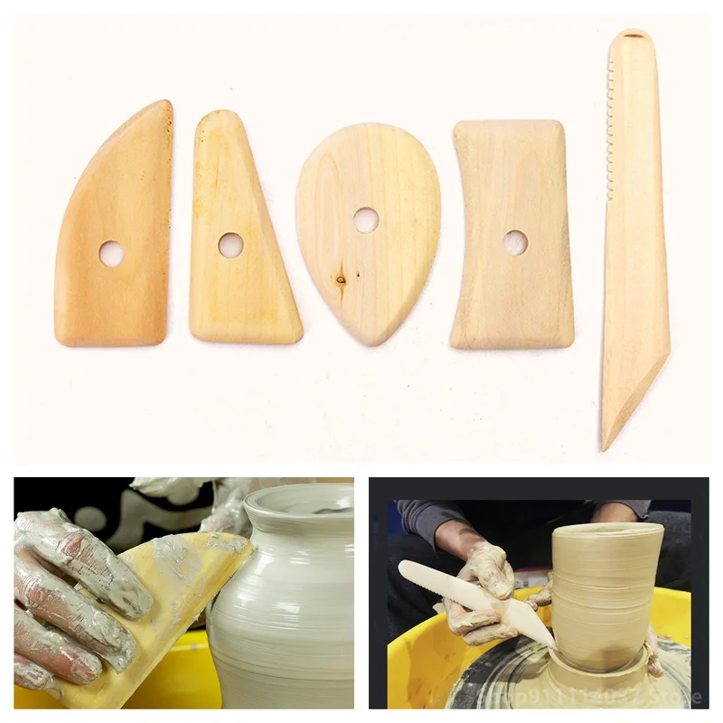 Pottery Clay Ceramic Tools Wooden Pottery Tools Diy Ceramic Clay 5pc/set Pottery Aliexpress