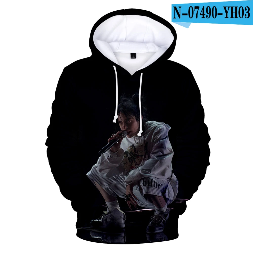 3D Толстовки с капюшоном Billie Eilish для женщин и мужчин, модные детские осенние толстовки с капюшоном, пуловеры с 3D принтом Billie Eilish для девочек - Цвет: 3D