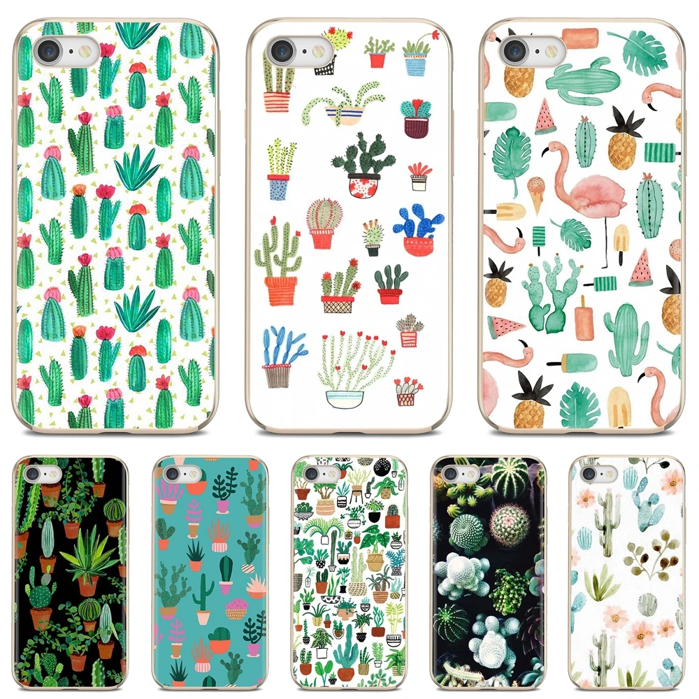 Мягкий чехол для iPhone iPod Touch 11 12 Pro 4 4S 5 5S SE 5C 6 6S 7 8 X XR XS Plus Max 2020 кактус цветы зеленые