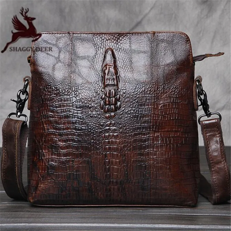

Cowhide alligator pattern formal gentlemen messenger Bag 100% cow leather single Perfect Quality Business Briefcase