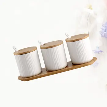 

9.5x28.5cm Creative Nordic Style Ceramic Spice Jar Set Seasoning Box Salt Shaker Kitchen Kit White