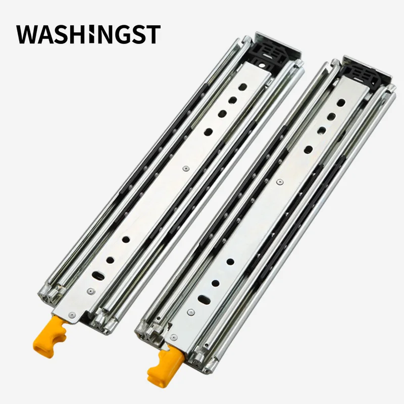 WASHINGST Heavy Duty Slide Rail with Lock 76mm Width Full Extension Ball Bearing Load Rating 120KG Industrial Drawer runner