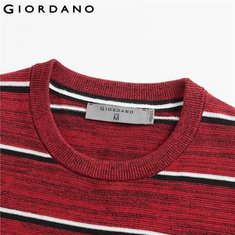 Giordano мужские свитера в полоску круглый вырез, длинный рукав Пуловеры 12 игл Kniting средней толщины Chompas Para Hombre 91059881
