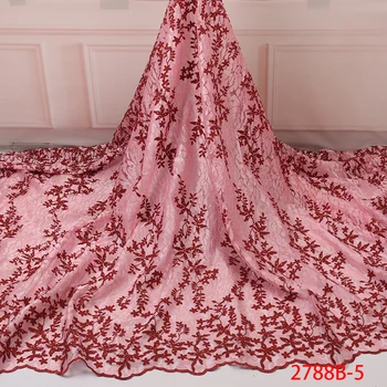 

African Lace Fabric 2019 High Quality French Lace Gold Cord Lace Fabric Embroidery Guipure Net Lace Fabric For Wedding YA2788B-5