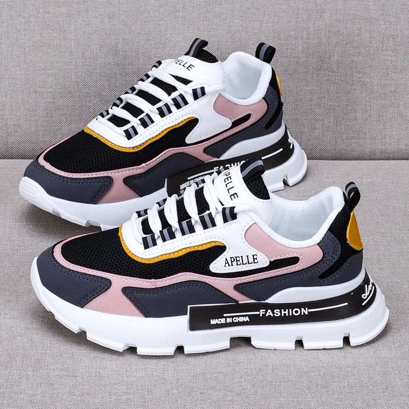 Casual Leather Sports Shoes, Women's Fashion Shoes, Thick Soled, Thick Soled, Walking, New in the Spring and Autumn of 2021