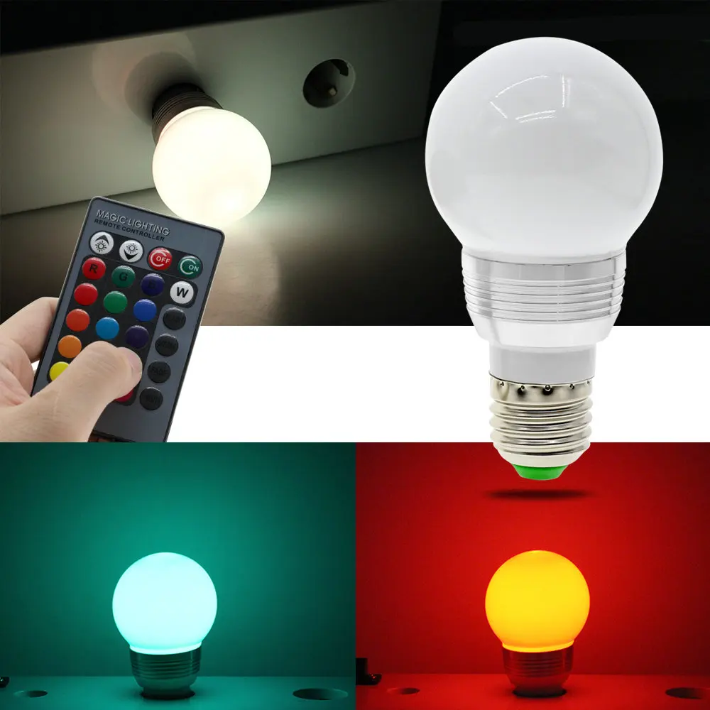 Светодиодная RGB лампа E27 E14 GU10 110 В 220 16 цветов|Светодиодные лампы и трубки| |
