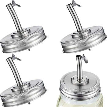 

Jar Oil Spout Lid Oil Pour Spout Dispenser Lid Regular Mouth Oil Pour Lid with Caps Compatible with Mason Jar 4Pcs