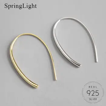 

Springlight Real 925 Sterling Silver Stud Earrings U-Type Line Earrings Simple All-match Trendy High Quality Women Earrings Gift