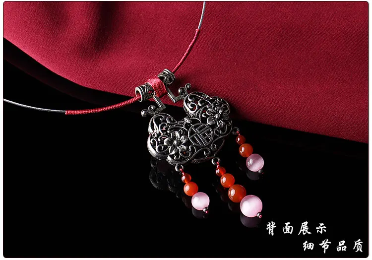 National Style Hollow Ancient Tibetan Silver Lucky-lock Shell Flower Retro Short Necklace Ethnic Jewelry