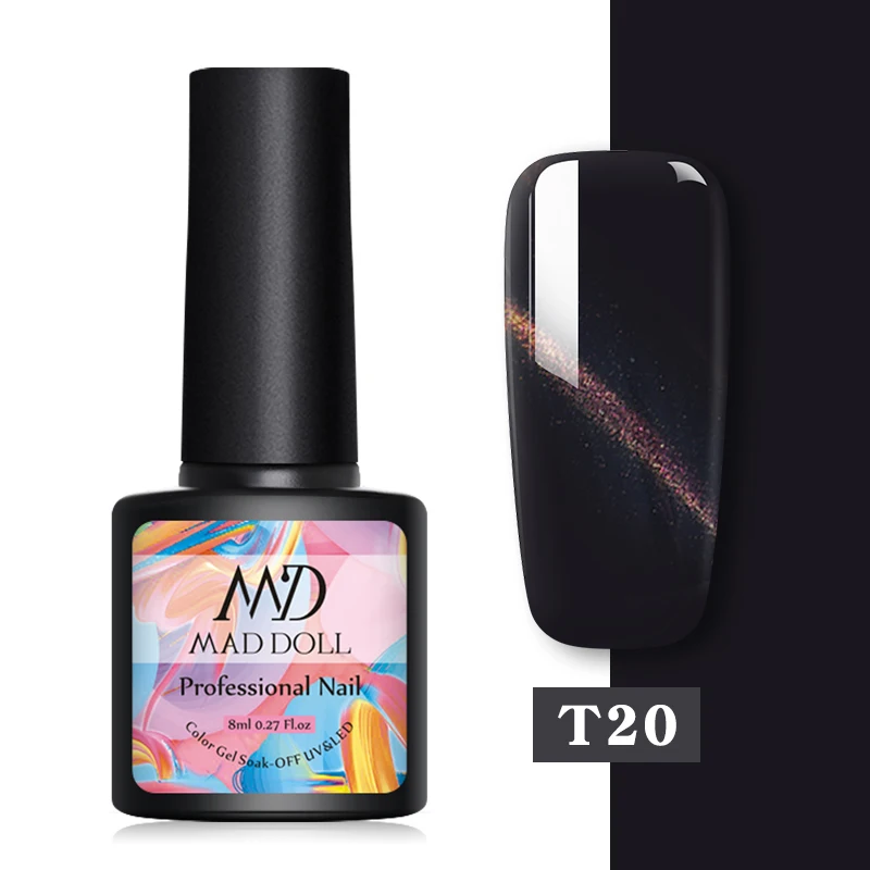 T20 MAD DOLL 8 мл мигающий Гель-лак для ногтей кошачий глаз впитывающийся Гель-лак для нейл-арта Magnicure гель для ногтей кошачий глаз УФ-гель лак - Цвет: T20