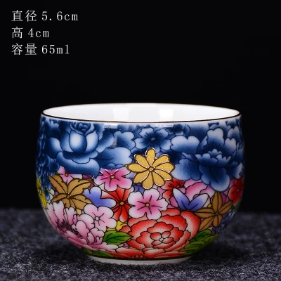 E Цзиндэчжэнь керамическая чайная чашка с Wanhua Jinxiu одна чашка чайная чаша ручной работы Чой Кунг Фу зеленый чай галстук Гуань Инь чайная посуда - Цвет: E
