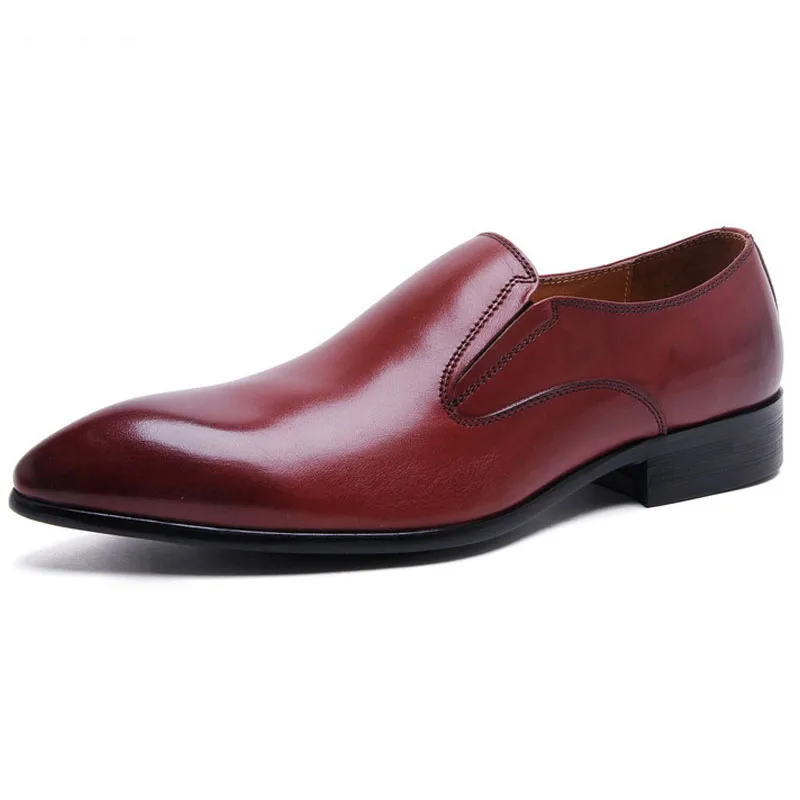 

Brand Men Suit Shoes Party Men's Dress Shoes Italian Genuine Leather Formal Shoes Slip On Men Office Pointy Oxfords