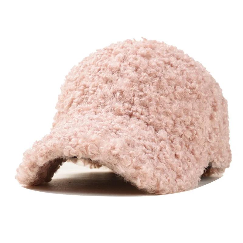 DRESSUUP плюшевая Вельветовая бейсболка для мужчин и женщин, модная осенне-зимняя теплая Кепка, модная уличная шапка с утиным язычком, теплая шапка - Цвет: Pink Baseball cap