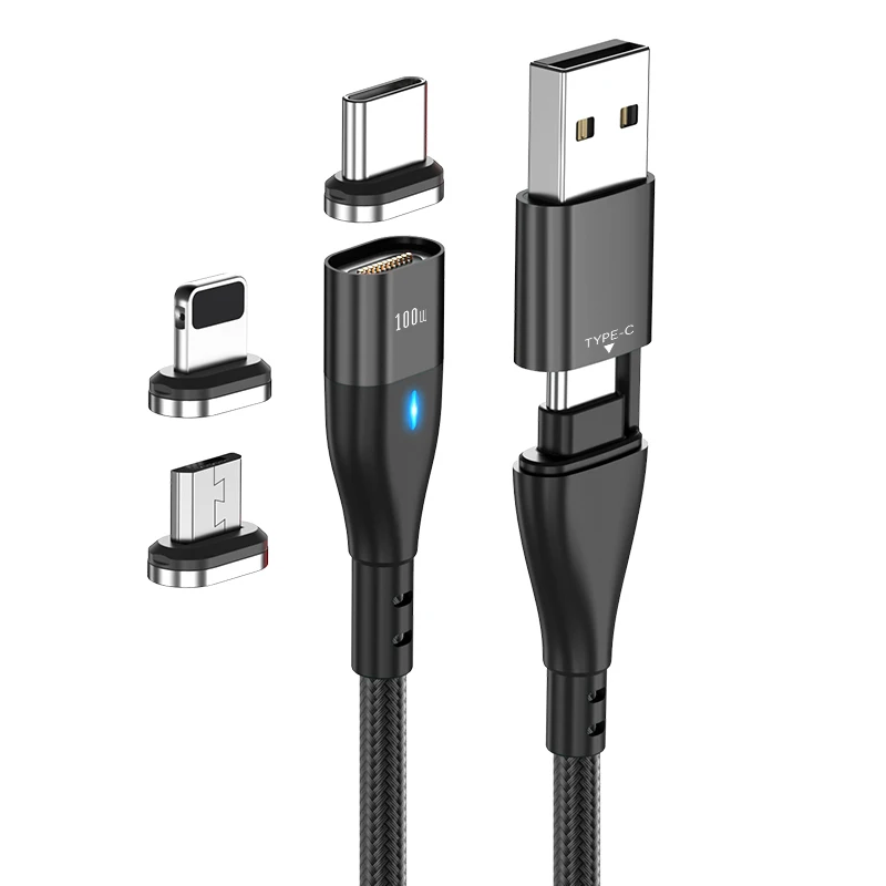 100W USB C To USB Type C Magnetic Charging Cable PD Fast Charger 3 in 1 USB Wire Cord For Xiaomi Samsung Macbook iPad Laptop