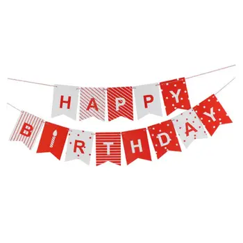 

Happy birthday party paper red and white string banner banner