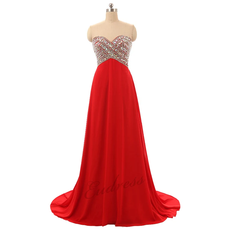 

Elegant 2019 Sweetheart Crystal Dress Chiffon Evening Dresses Long A-line Sequins Sleeveless Beaded Sexy Prom Dress Soiree Robe