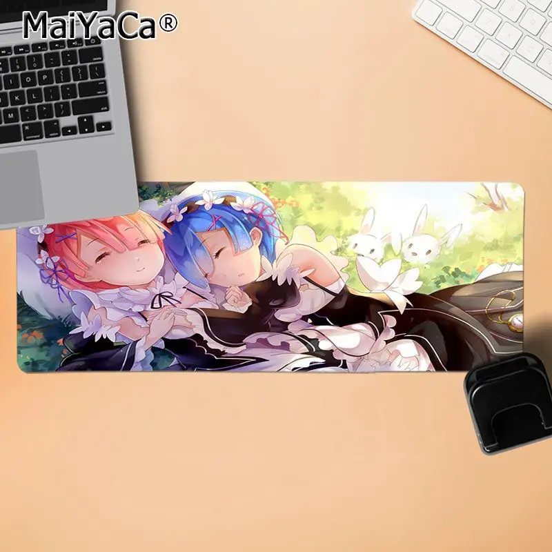 LockEdge 30X90cm MaiYaCa Rem Re Zero Аниме девочка геймерская игра коврик для мыши противоскользящие прочные силиконовые компьютерные коврики - Цвет: LockEdge 30X90cm