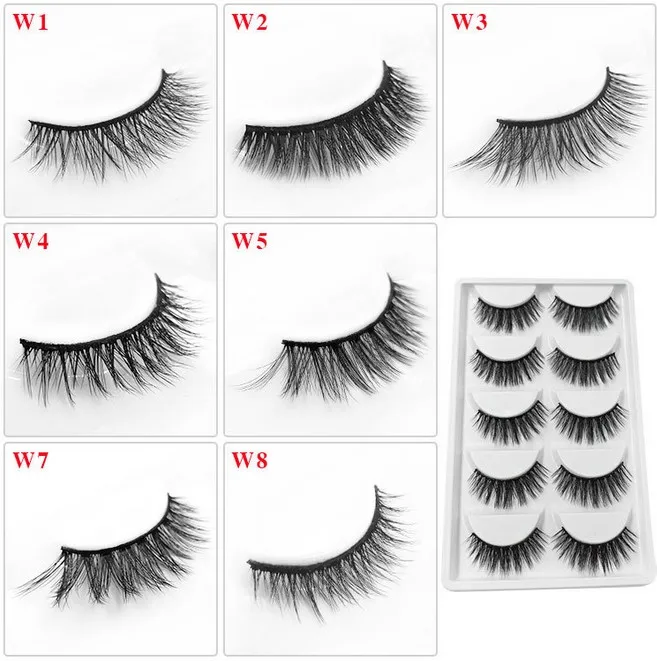 5pairs 3D Mink Eyelashes Natural False Eyelashes Children's stage Dramatic Volume Fake Eyelashes Makeup Eyelashes