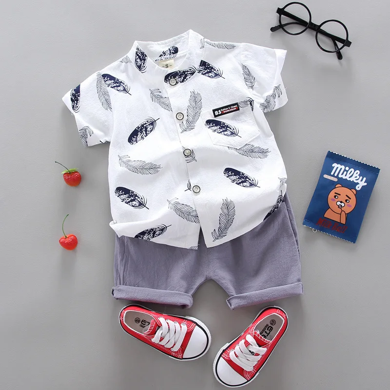 New Summer Baby Clothing Children Boys Fashion Printed Shirt Shorts 2Pcs/Sets Toddler Casual Cotton Clothes Suit Kids Tracksuits 3