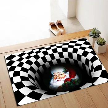 

Christmas Illusion Carpet 3D Stereo Vision Doormat Christmas Mat for Party Home Decoration Floor Pad Non-slip Rugs Living Room