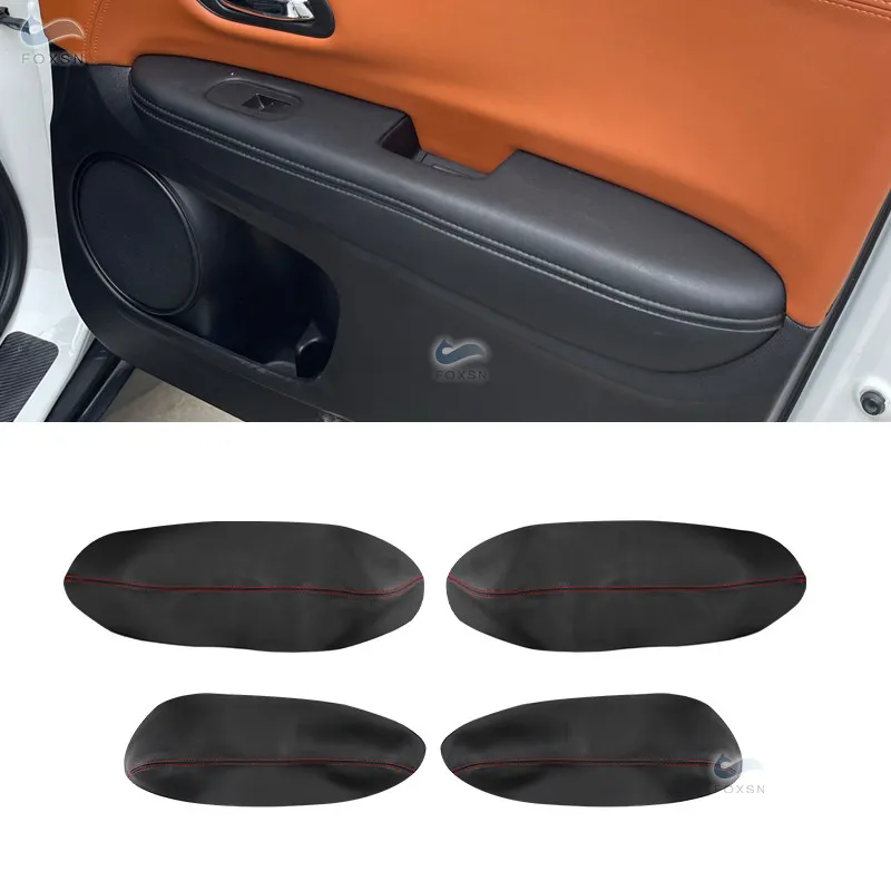 

For Honda XRV Vezel H-RV 4pcs Microfiber Leather Interior Door Armrest Panel Cover Protective Trim