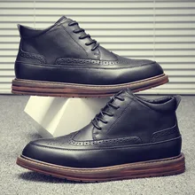 Новые теплые зимние ботинки Мужская бархатная обувь уличные сапоги на холодную погоду водонепроницаемые мужские ботинки высокие хлопковые ботинки X13-65