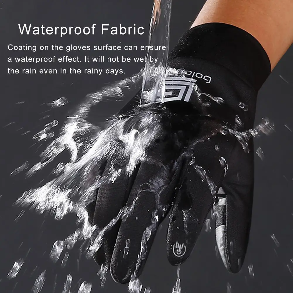 Men's Touch Screen Leather Gloves Thickened Fleece Lined Wind-proof Anti-skid Thermal For Outdoor Cycling Skiing Motorcycle Bike