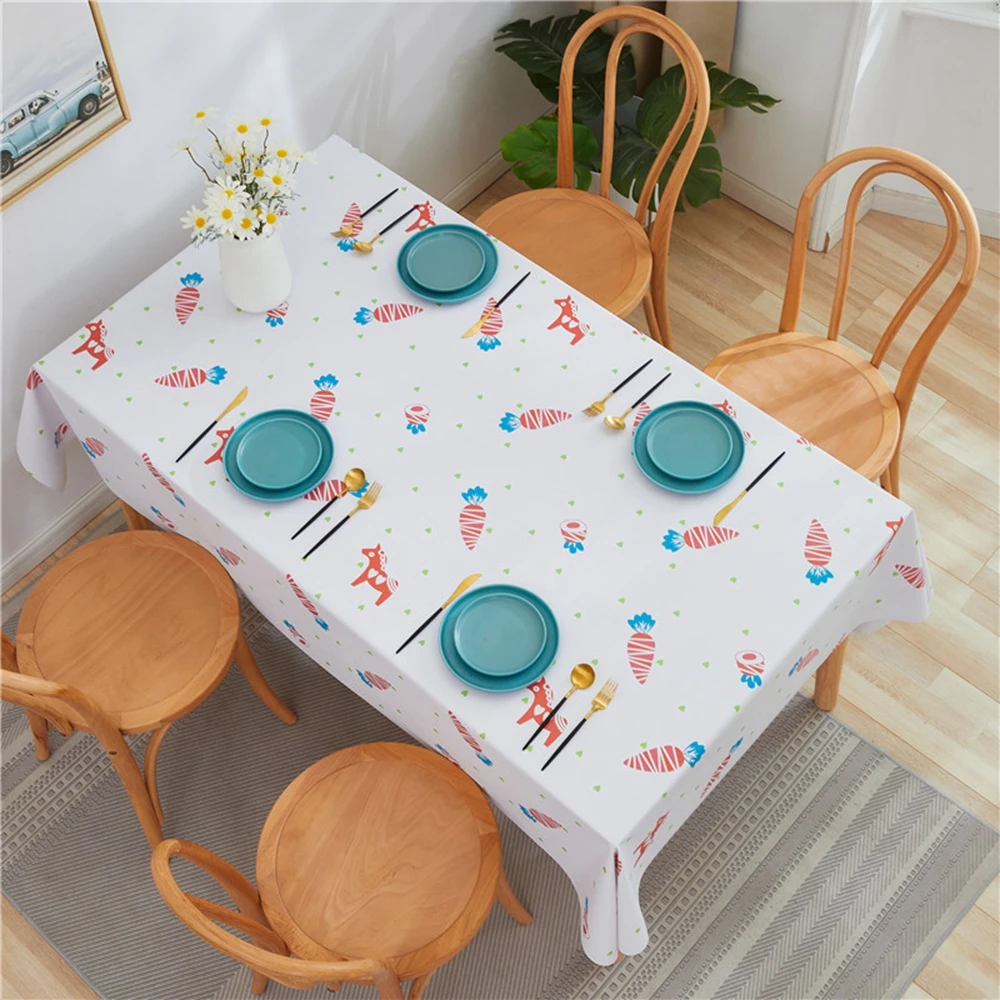 

Waterproof Oilcloth Decor Cover Anti-stain PVC Tablecloth White Radish Silicone Rectangular Tablecloths for Table Cloth