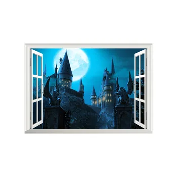 

3D Wall Stickers Home Wall Decor Magic Castle Kids Room Bedroom Decoration DIY False Window Poster Mural Wallpaper Wall Decals