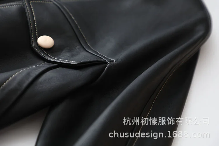 Autumn And Winter Simplicity Generous Short Sheep Skin Leather Coat Light Luxury Genuine Leather Clothes Coat