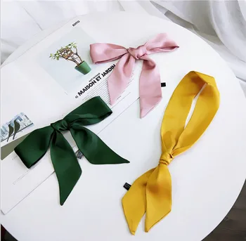 

2020 New Spring Summer Women Silk Scarf Long Thin Shawl And Wrap Lady Hair Neck Scarves Solid Color Soft Office Bandana Foulard