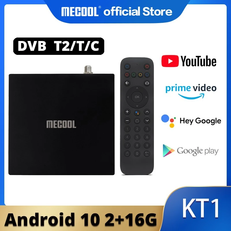MECOOL KT1 Android TV 10 DVB Tuner Receiver DVB T2 Amlogic S905X4 Set ...