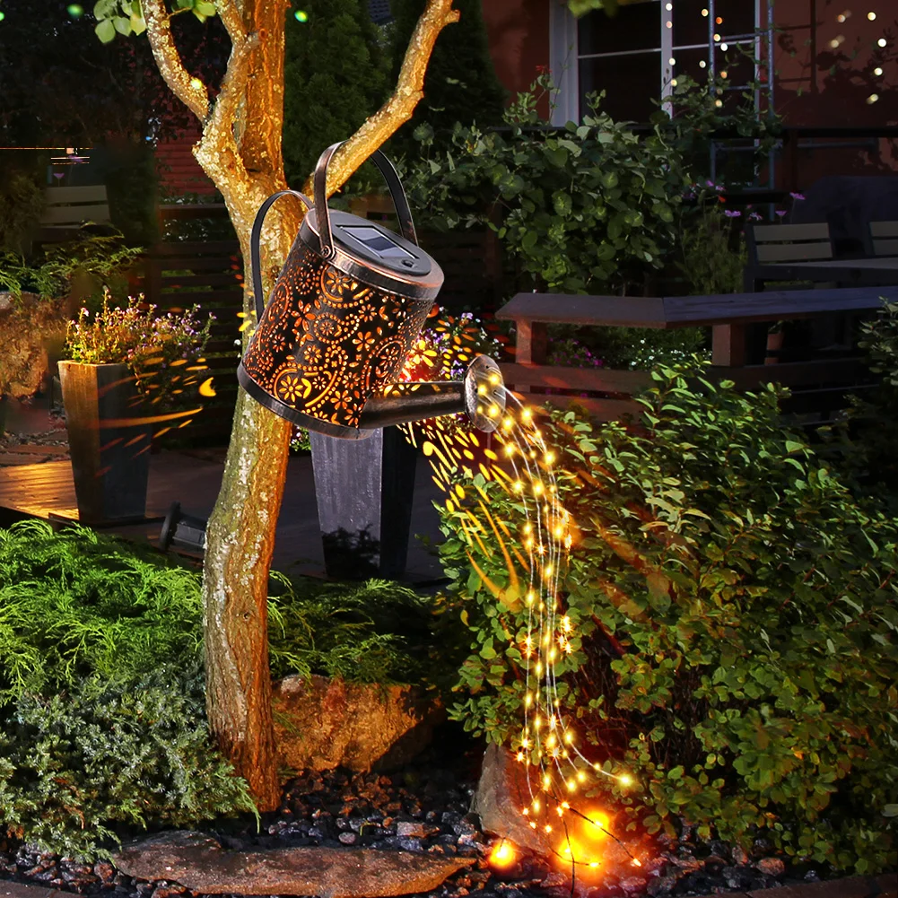 Solar Hollow Shower Garden Art Light Ornament Outdoor Garden Lawn Lamp Decor US 