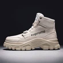 Мужские кожаные ботинки; удобная зимняя теплая обувь; мужские мотоботы; мужские ботильоны с высоким берцем; прогулочная зимняя обувь; рабочие ботинки Martens