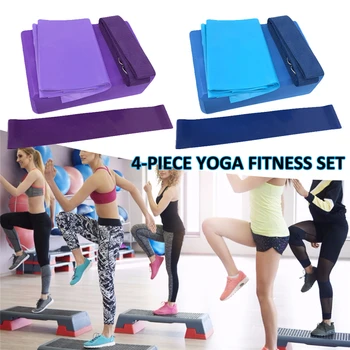 

4pcs/set Yoga Ball Set Yoga Equipment Set Include Yoga Block Yoga Stretching Band Cotton Strap Loop Band AAA